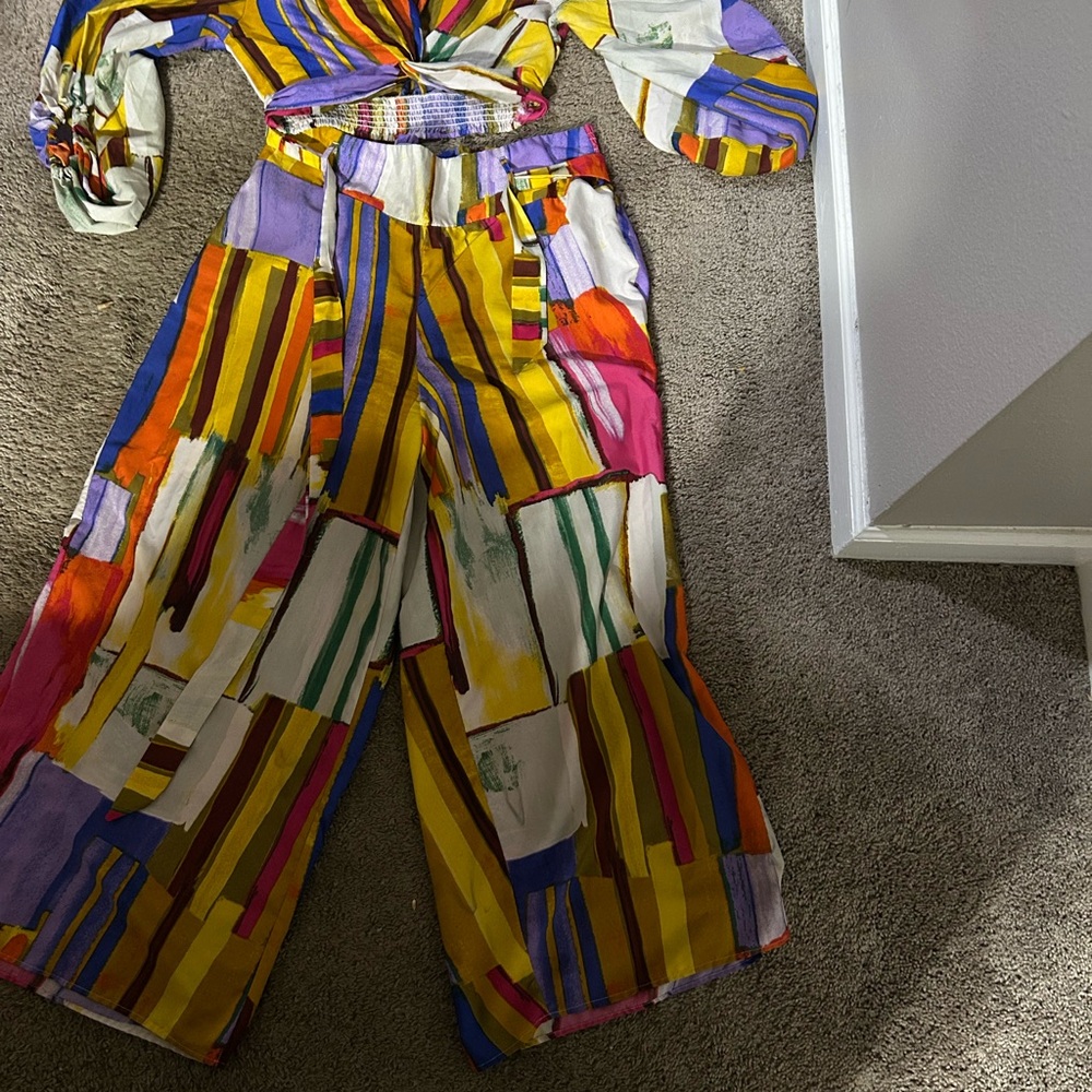 Truth Yellow and Purple Geometric Jumpsuit